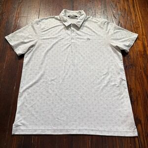 Travis Mathew Polo Shirt Mens 2XL Gray Floral AOP Golf Performance Stretch‎